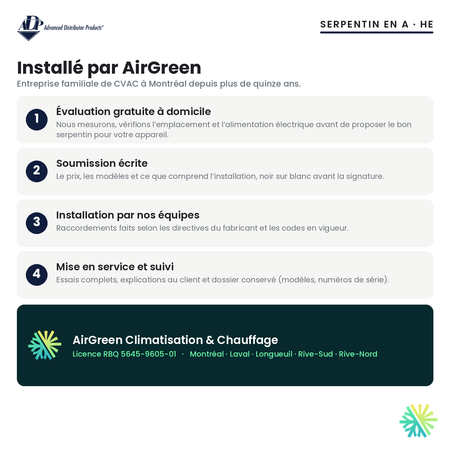 Serpentin d’évaporateur ADP HE — installation par AirGreen