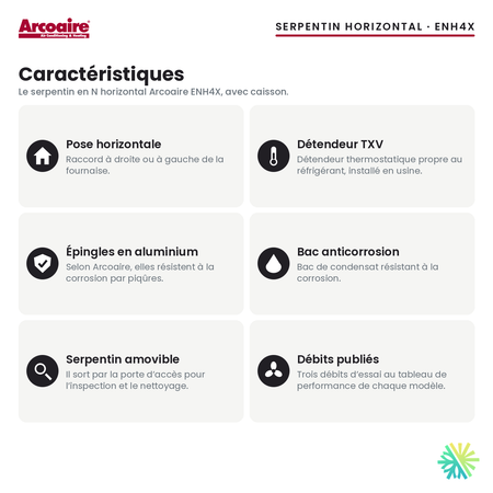 Serpentin d’évaporateur Arcoaire ENH4X — caractéristiques de la série