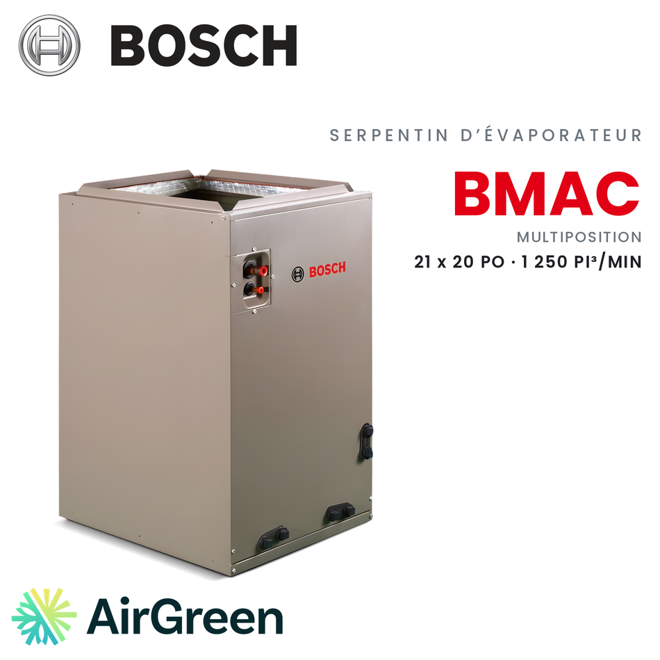 Serpentin d’évaporateur Bosch BMAC BMAC3036CNTD, 21 x 20 po · 1 250 pi³/min — installation par AirGreen à Montréal, Laval, Longueuil, Rive-Sud et Rive-Nord