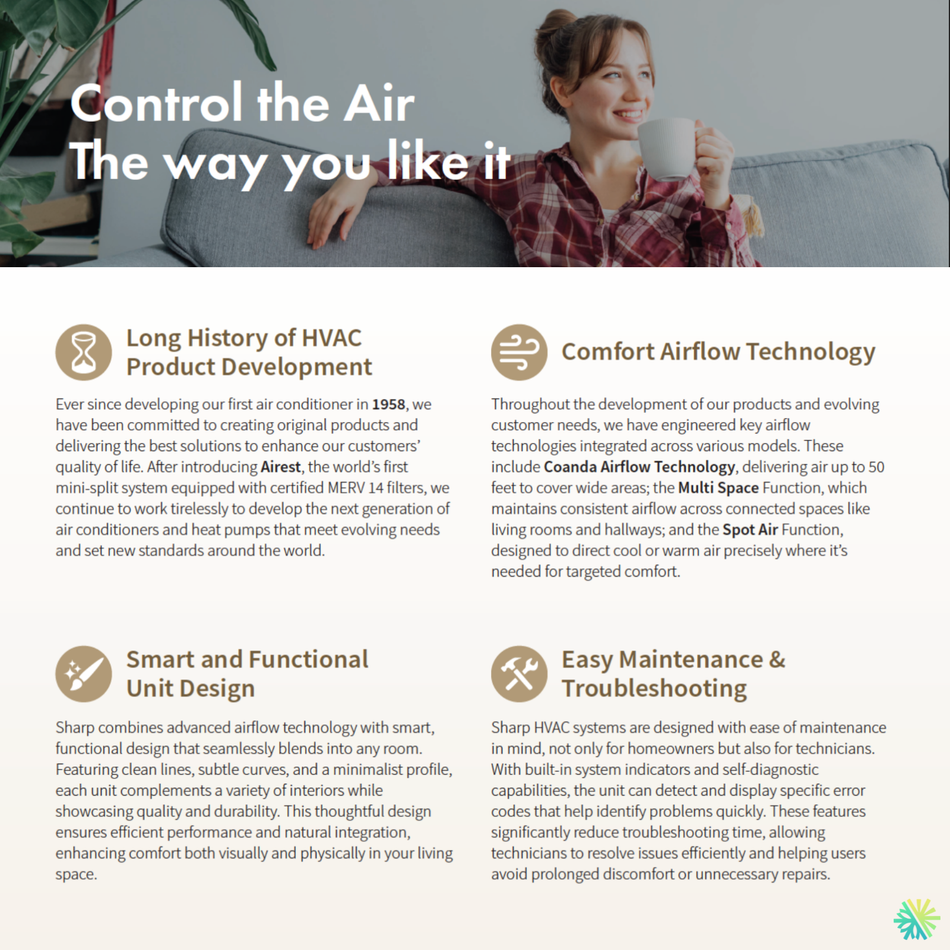 SHARP CU Wall-Mounted Heat Pump | 18,000 BTU | R32 -30°C