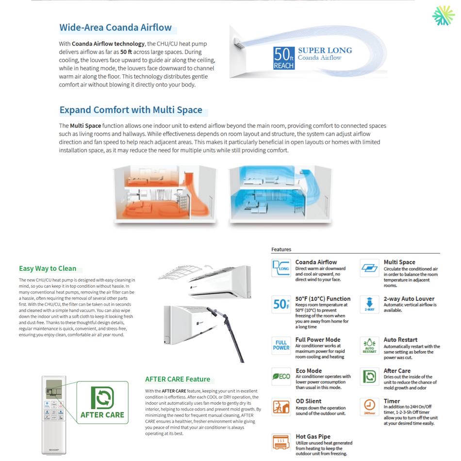 SHARP CU Wall-Mounted Heat Pump | 12,000 BTU | R32 -27°C