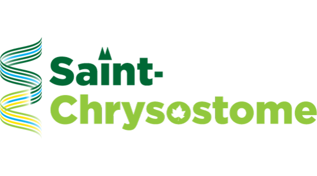 Logo of Saint-Chrysostome with green text and leaf symbol