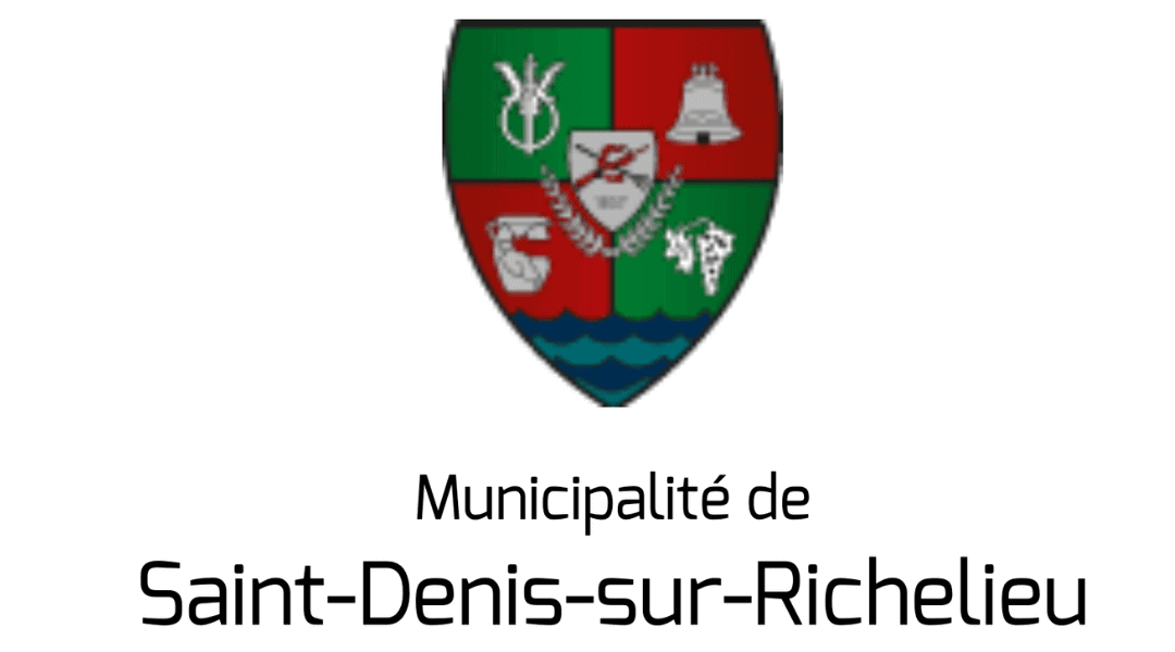 Logo of Saint-Denis-sur-Richelieu municipality featuring emblem on shield.