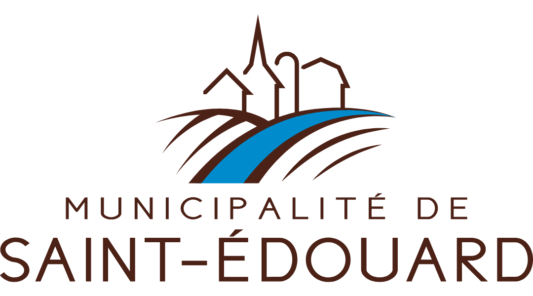 Logo of Municipalité de Saint-Édouard with stylized houses and road design