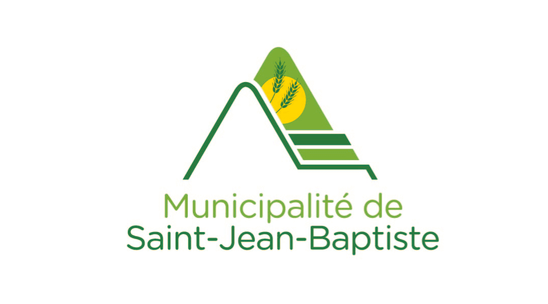 Logo of Municipalité de Saint-Jean-Baptiste featuring stylized green mountain and fields.
