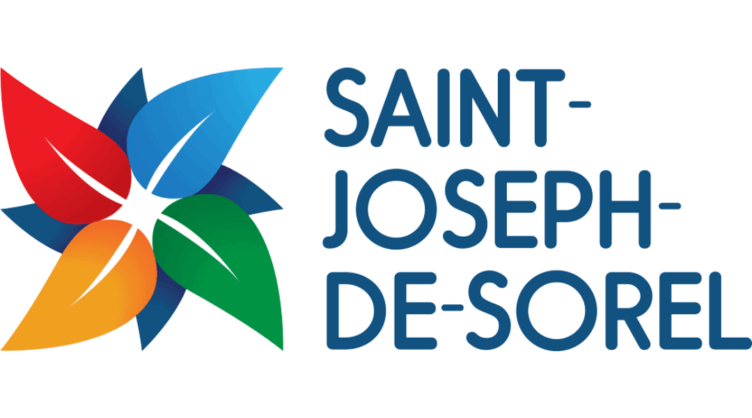 Logo of Saint-Joseph-de-Sorel featuring colorful interlocking shapes and the town name in bold letters.