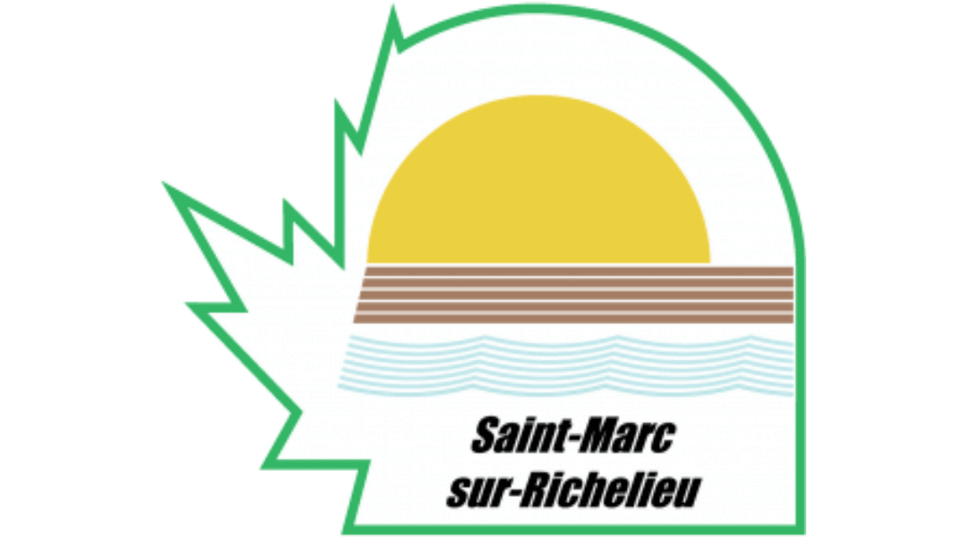 Logo of Saint-Marc-sur-Richelieu featuring sun and waves design with green outline