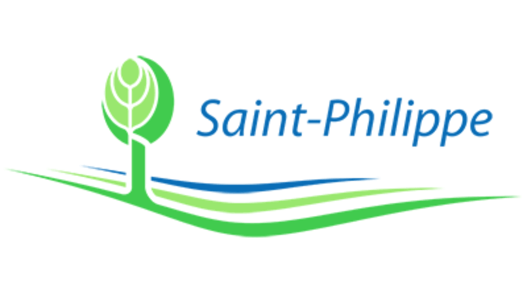 Logo of Saint-Philippe with a green tree graphic and blue text
