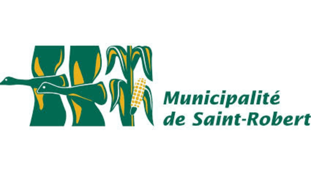 Logo of Municipalité de Saint-Robert featuring stylized corn and geese in green and yellow design.