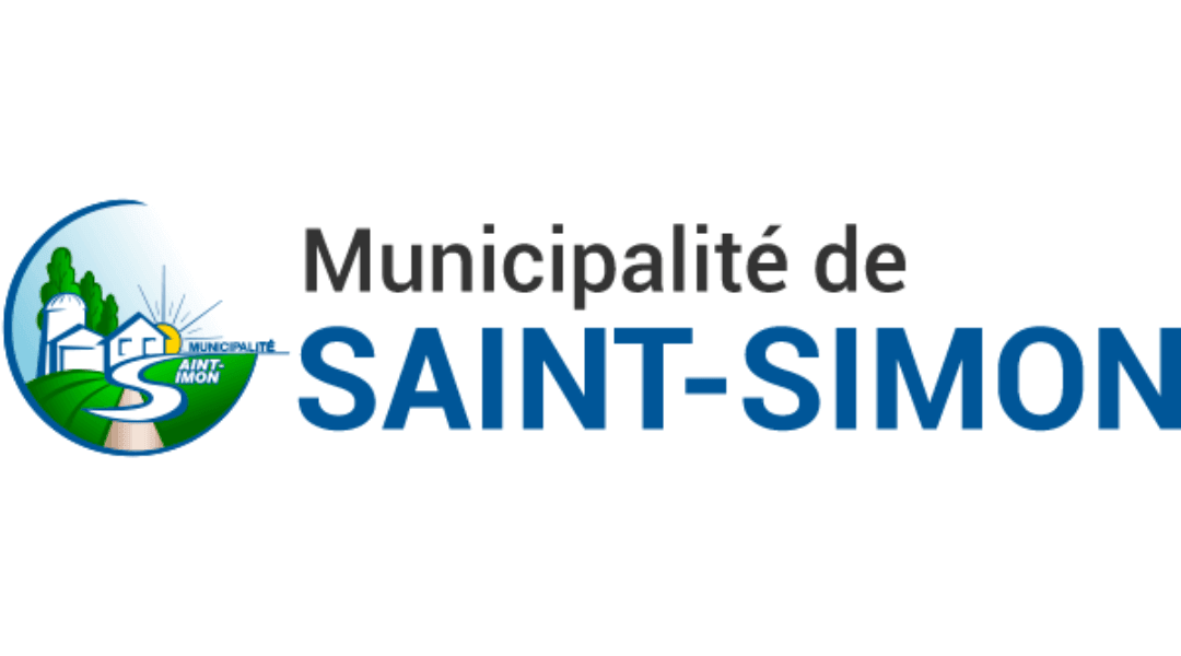 Logo of Municipalité de Saint-Simon with blue and green graphic and text