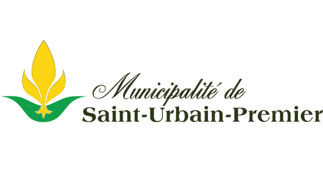 Official logo for the Municipality of Saint-Urbain-Premier with yellow and green design elements.