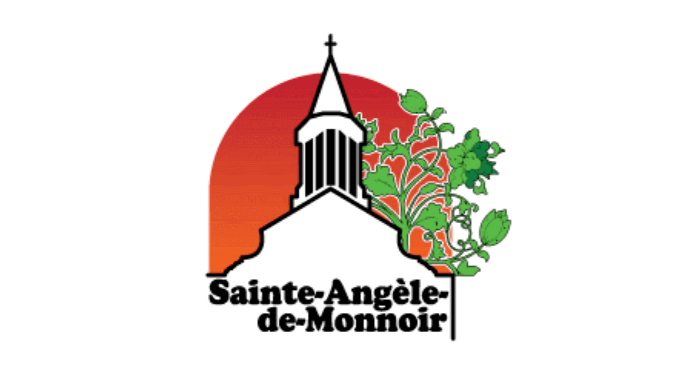 Logo of Sainte-Angèle-de-Monnoir featuring a church steeple and foliage against a red-orange background.