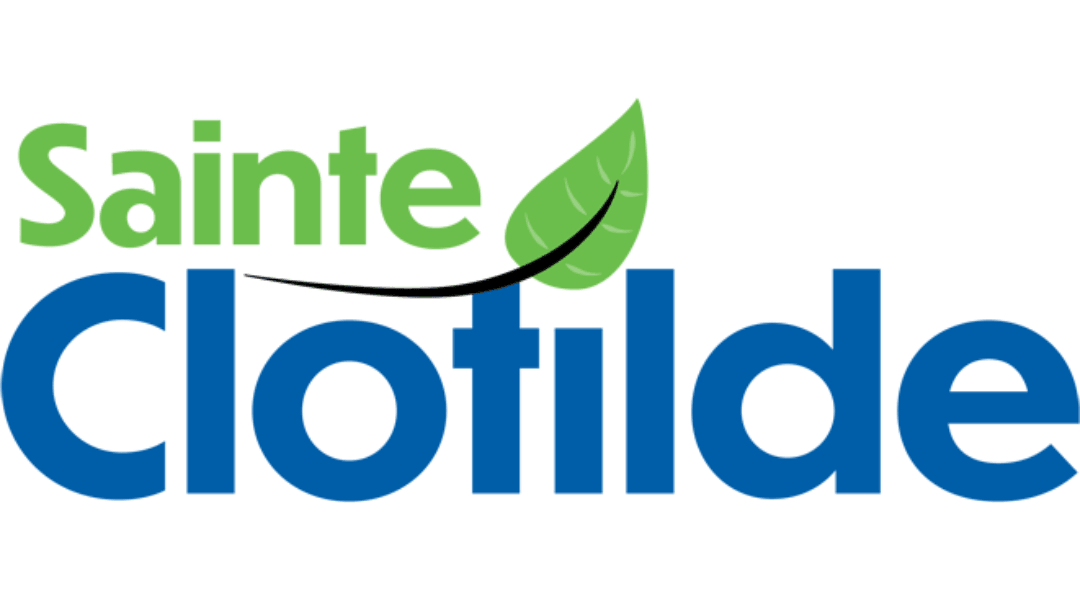 Logo of Sainte Clotilde with a green leaf graphic.