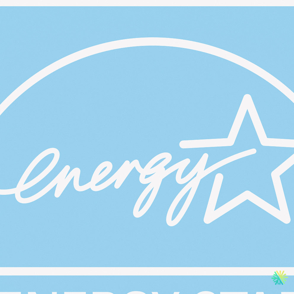 Energy Star logo on a blue background, symbolizing energy efficiency and sustainability.