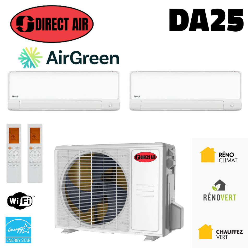 Thermopompe 2-Têtes DIRECT AIR DA25 (-25°C) | Ext : 48000 BTU