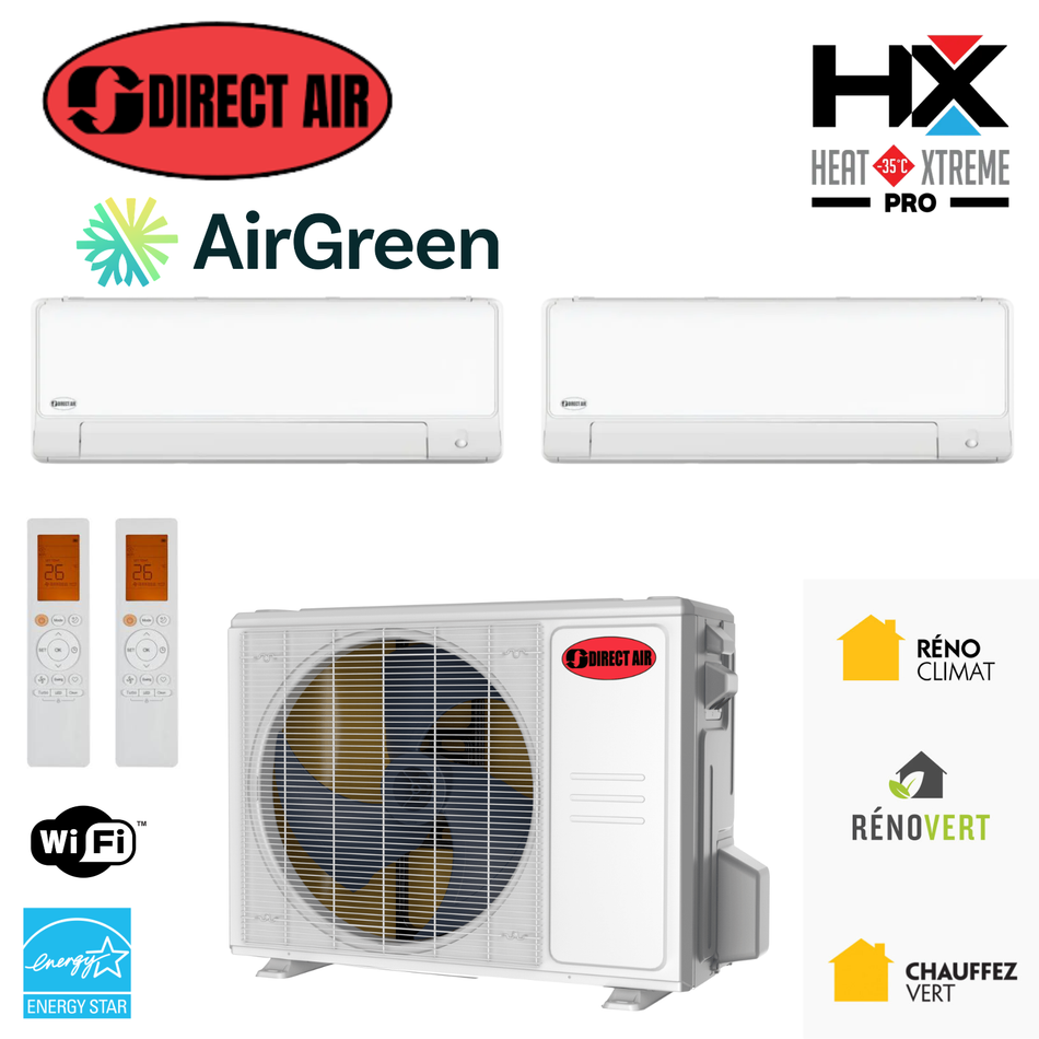 Thermopompe 2-Zones DIRECT AIR HEAT XTREME PRO (-35°C) | Ext : 27000 BTU