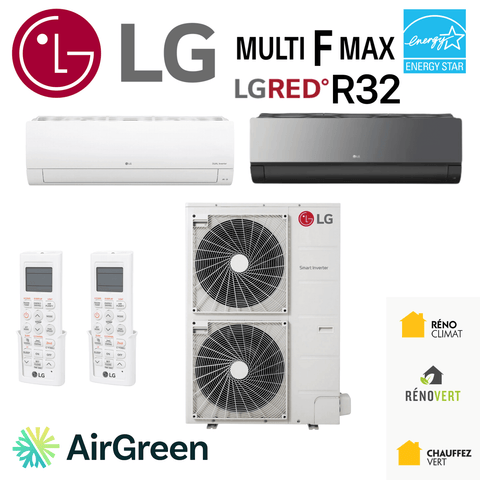 Thermopompe LG Multi F MAX LGRED R32 | 2 Têtes sur 48000 BTU | Montérégie, système multi-zone AirGreen