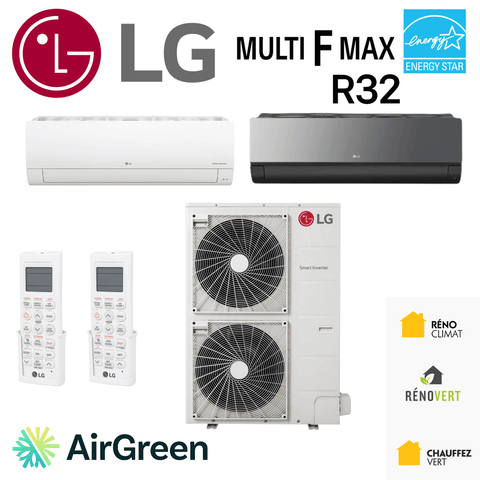 Thermopompe 2-Zone LG MULTI F MAX R32 | Compresseur 54000 BTU with multi-zone system and controls by AirGreen