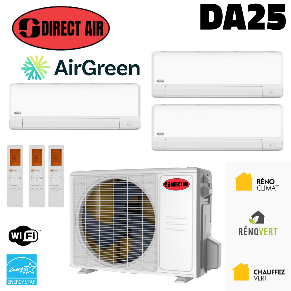 Thermopompe 3-Têtes DIRECT AIR DA25 (-25°C) | Ext : 27000 BTU