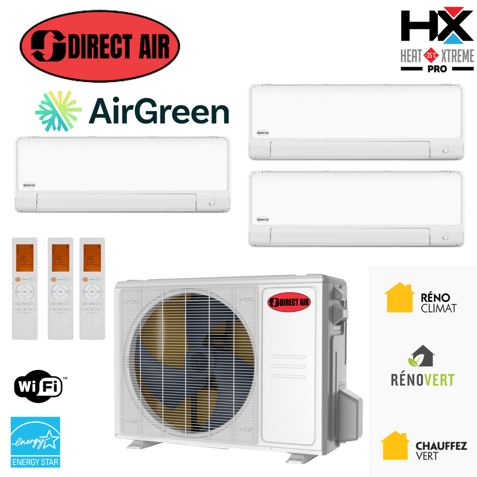 Thermopompe 3-Zones DIRECT AIR HEAT XTREME PRO (-35°C) | Ext : 27000 BTU