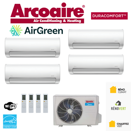 Thermopompe ArcoAire DLCMRA | 4-Zones | Compresseur 48 000 BTU