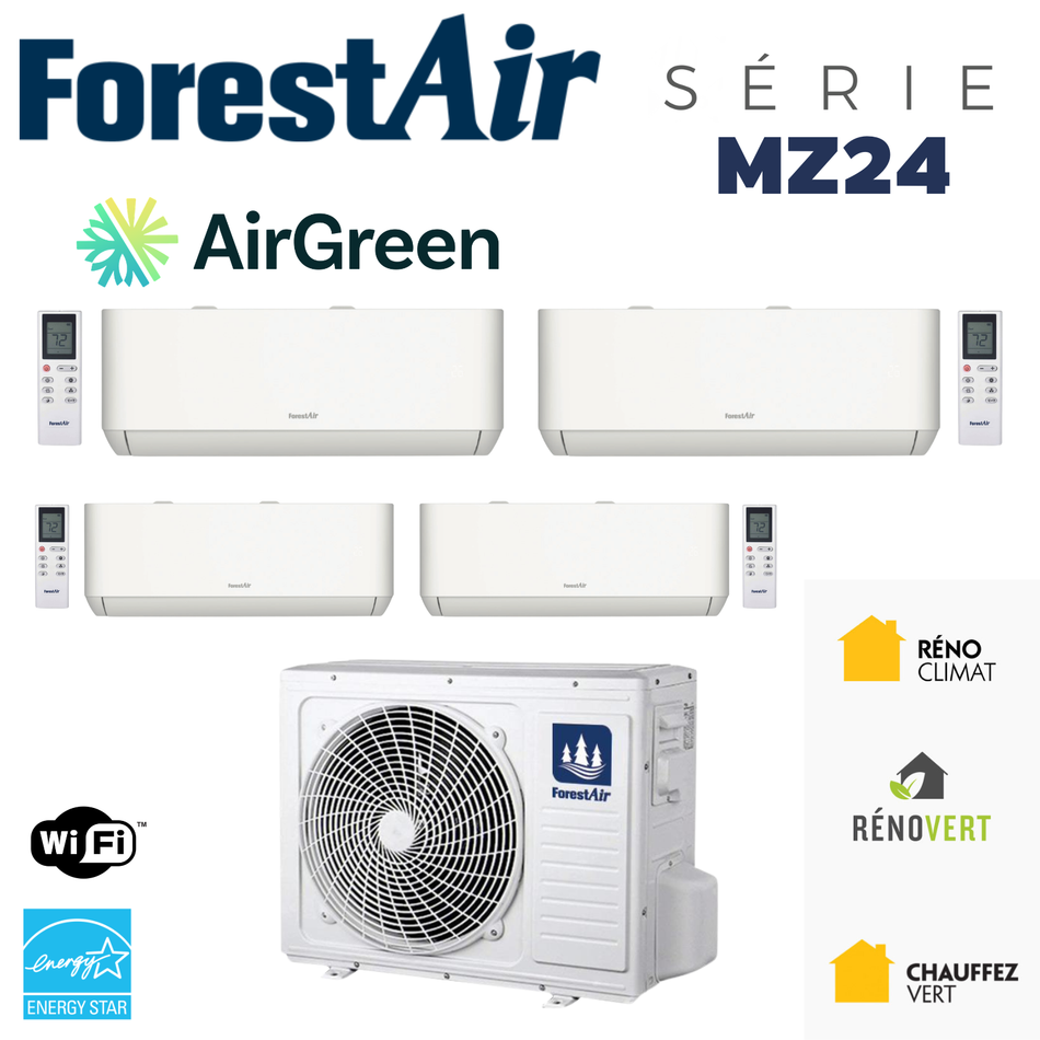 Thermopompe Murale 4-Zones FORESTAIR MZ R454B | Ext: 36000 BTU