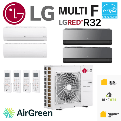 Thermopompe LG Multi F LGRED R32 | 4 Unité Intérieures - 1 Compresseur 30000 BTU system by AirGreen with Energy Star rating