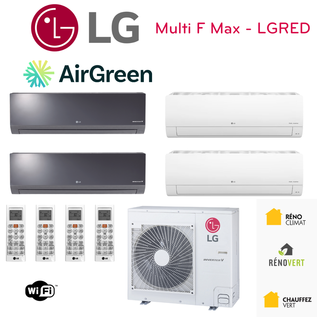 Thermopompe LG MULTI F MAX LGRED | 4-Têtes | Compresseur 30 000 BTU | Montréal, Laval, Longueuil, Rive Sud et Rive Nord