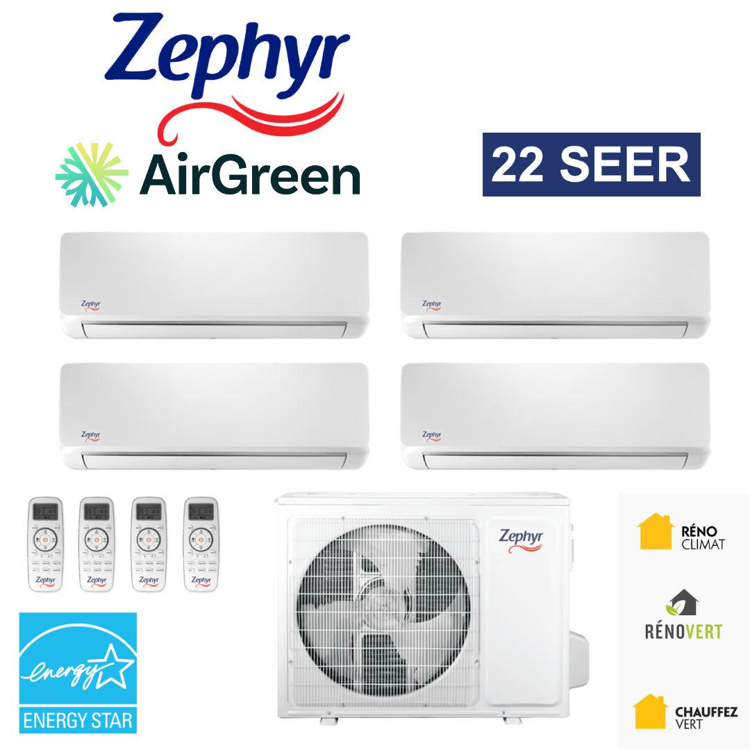 Thermopompe 4-Zone Zephyr 22 | Compresseur 36 000 BTU | Montréal, Laval, Longueuil, Rive Sud & Rive Nord