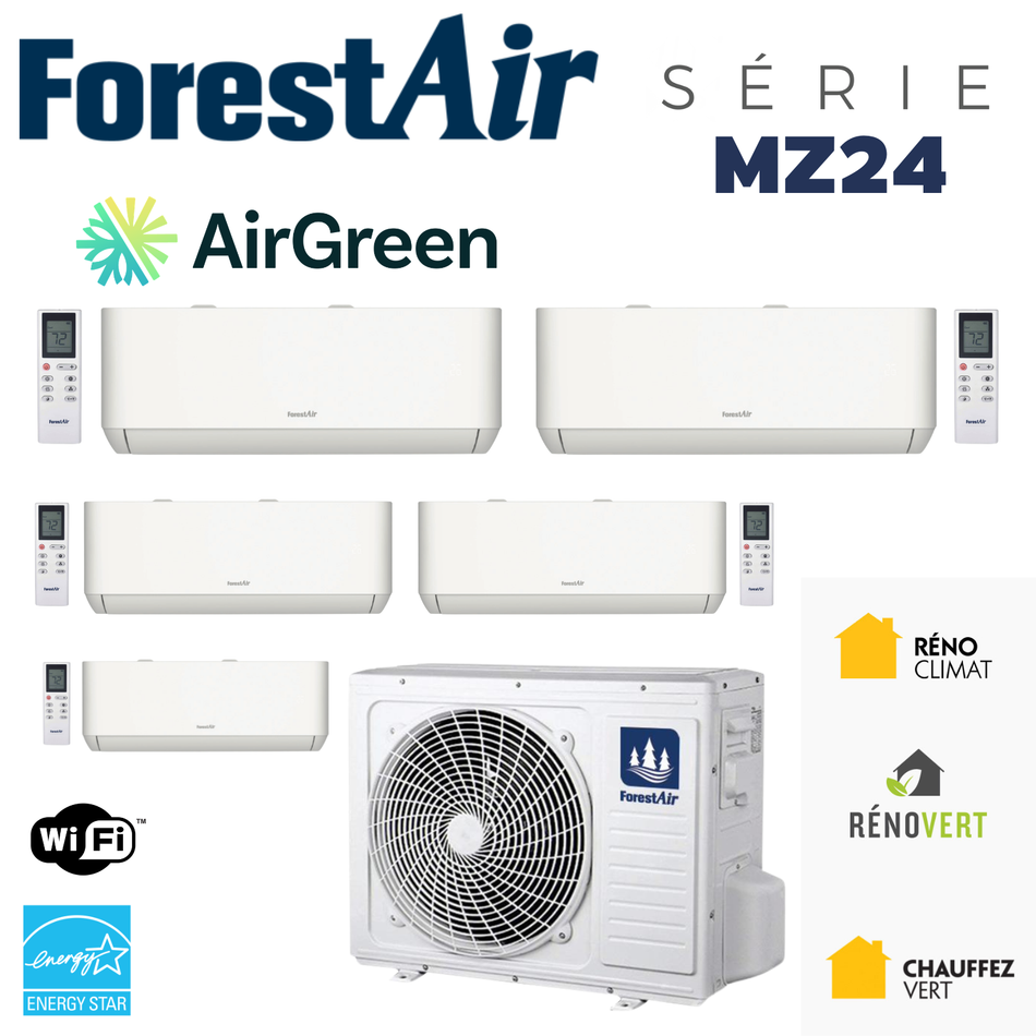 Thermopompe Murale 5-Zones FORESTAIR MZ R454B | Ext: 42000 BTU