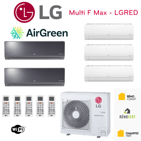 Thermopompe LG MULTI F MAX LGRED | 5-Têtes | Compresseur 36 000 BTU | Montréal, Laval, Longueuil, Rive Sud et Rive Nord.