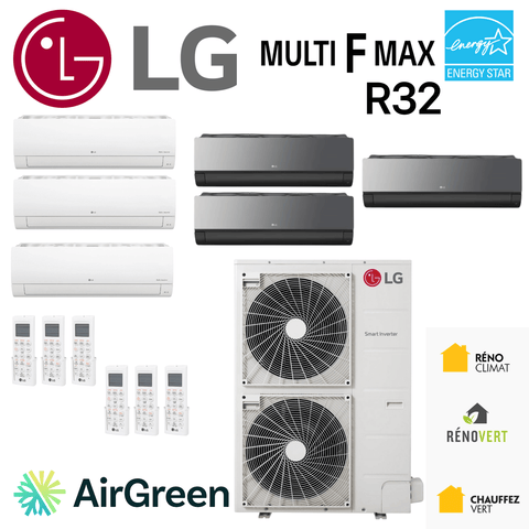 Thermopompe 6-Têtes LG MULTI F MAX R32 | Compresseur 60000 BTU avec unités intérieures et commandes AirGreen