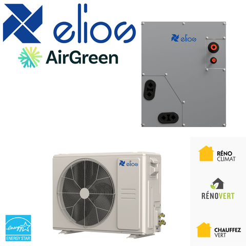 Thermopompe Centrale ADD-ON Elios | Serpentins AVEC Cabinet | 24000 BTU | -30°C - Image of air conditioning unit and cabinet panel