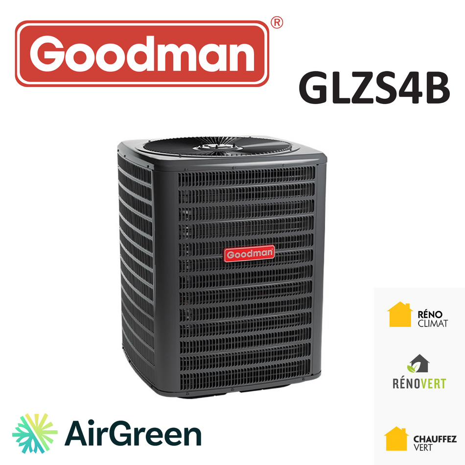 Thermopompe Centrale Goodman GLZS4B R32 | 1.5 Tonnes | Montréal, Laval, Longueuil, Rive Sud & Rive Nord