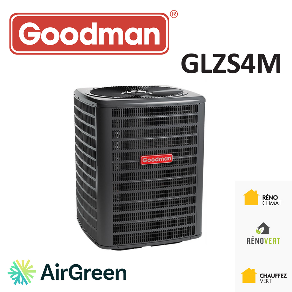 Thermopompe Centrale Goodman GLZS4M R32 | 1.5 Tonnes | Montréal, Laval, Longueuil, Rive Sud & Rive Nord