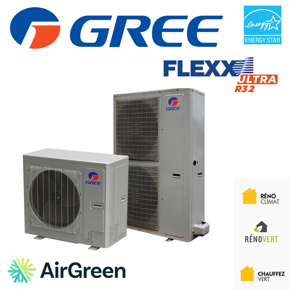 Thermopompe Centrale Gree FLEXX ULTRA R32 | 2 Tonnes | Montréal, Laval, Longueuil, Rive Sud & Rive Nord