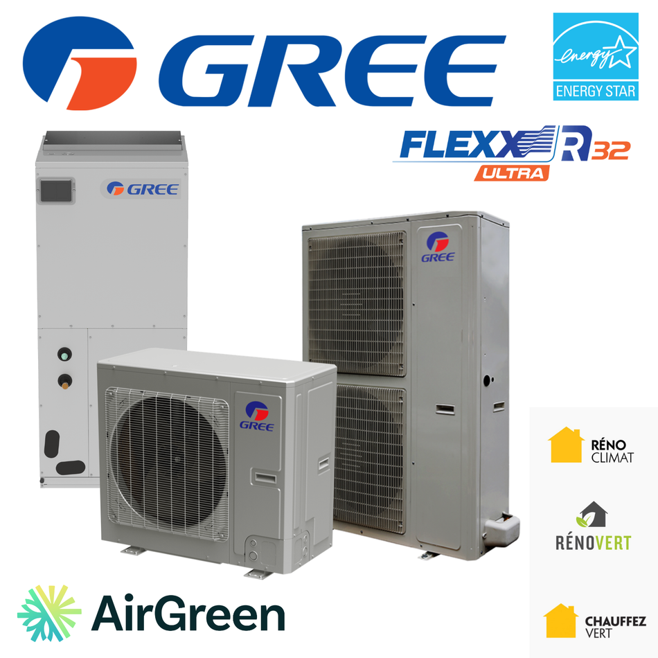 Thermopompe Centrale Gree FLEXX ULTRA R32 | 3 Tonnes | Montréal, Rive Sud, Montérégie