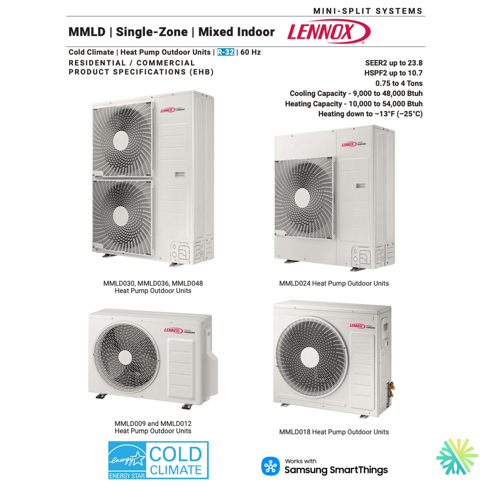 Thermopompe Centrale LENNOX MMLD | 12000 BTU extérieure pour climat froid