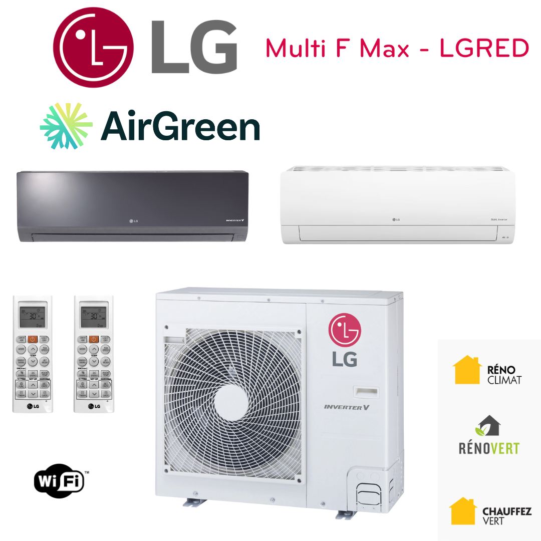 Thermopompe LG MULTI F MAX LGRED | 2-Têtes | Compresseur 18 000 BTU | Montréal, Laval, Longueuil, Rive Sud et Rive Nord