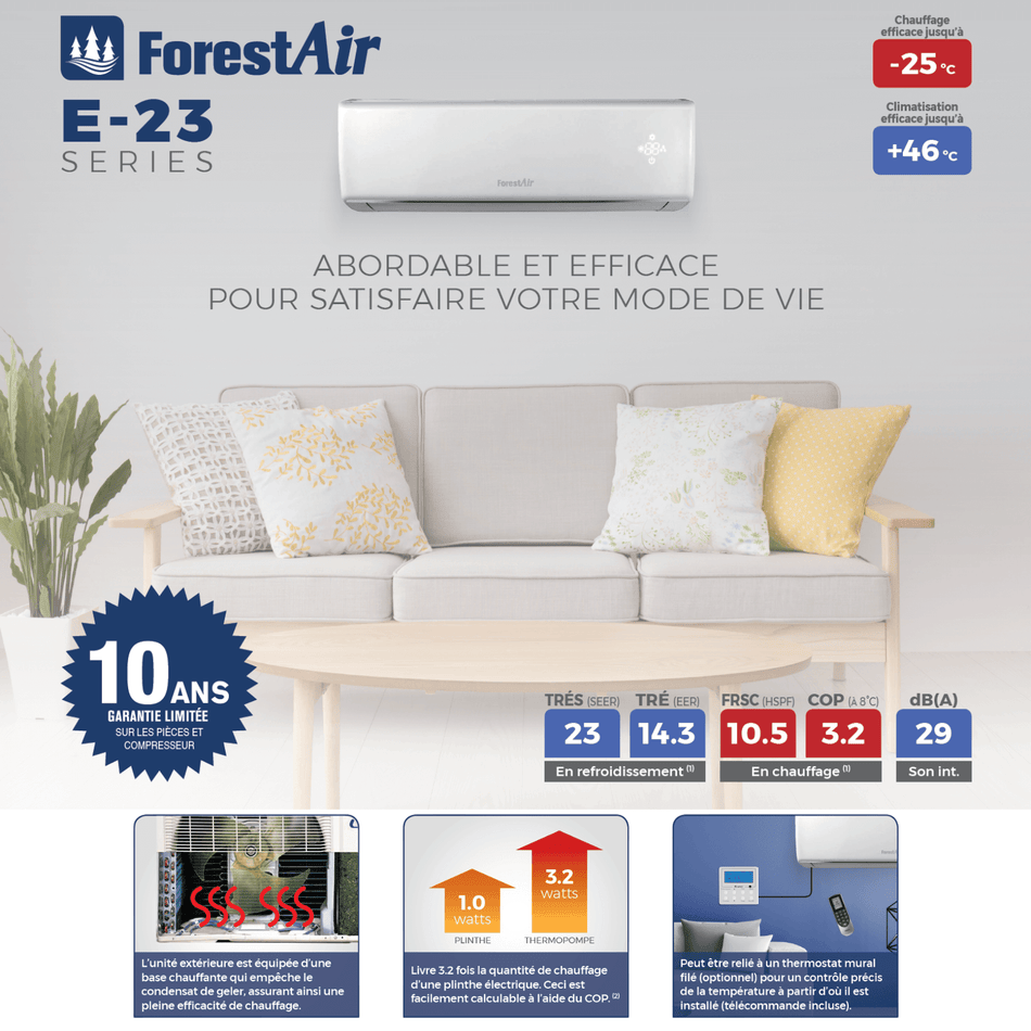 FORESTAIR E-23 Heat Pump | 24,000 BTU | Installation in Montreal & Montérégie