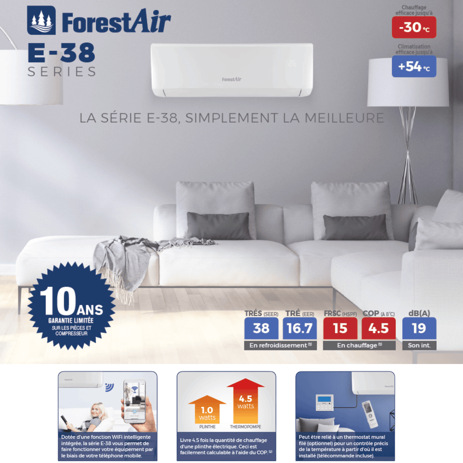 FORESTAIR E-38 Heat Pump | 12,000 BTU | Installation in Laval & Montreal