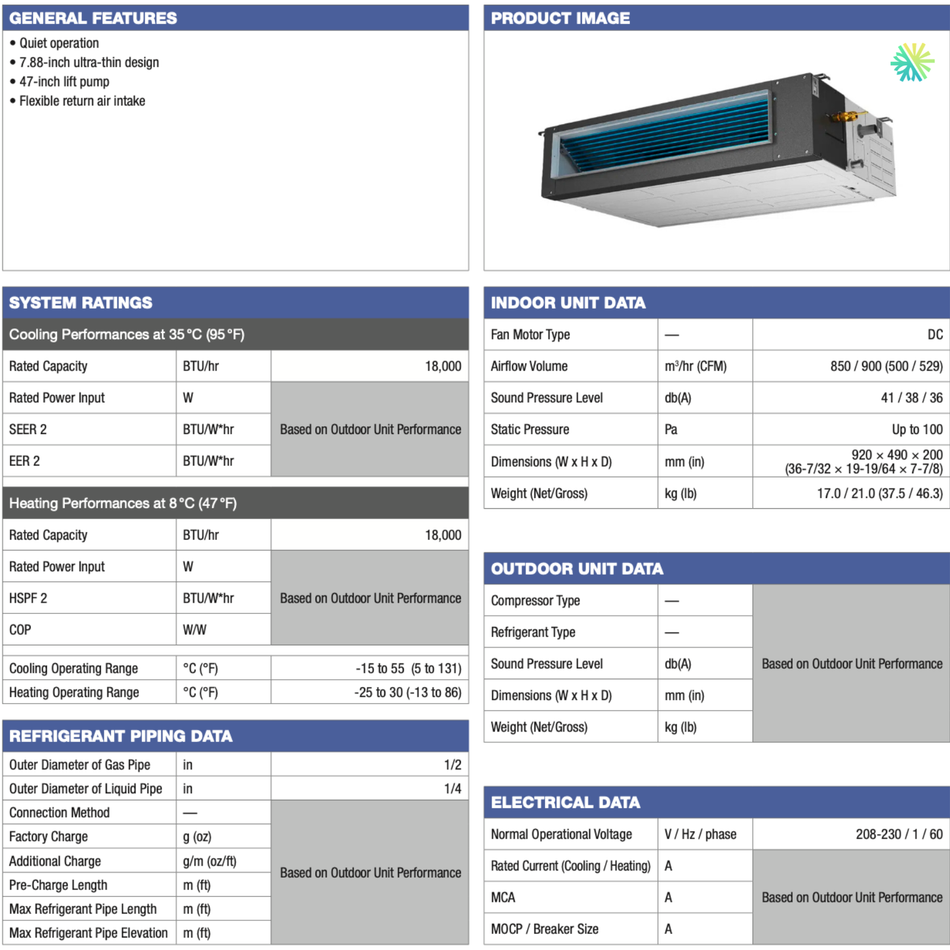 Thermopompe Conduits Gainables FORESTAIR E24 | 18000 BTU | Montréal & Montérégie