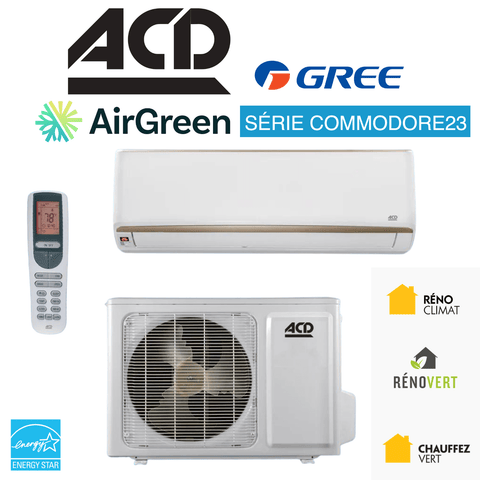 Thermopompe ACD Commodore23 12000 BTU | Montréal, Laval, Longueuil, Rive Sud et Rive Nord, AirGreen, energy efficient