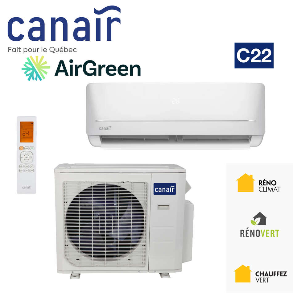 CanAir C22 Wall Mounted Heat Pump | 12,000 BTU 115V | Montreal, Laval, Longueuil, North Shore & South Shore