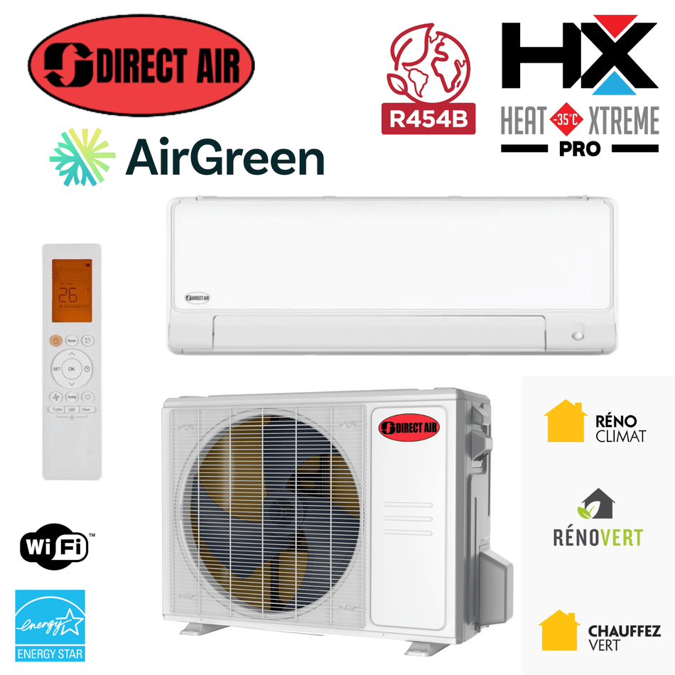 Thermopompe Murale DIRECT AIR HEAT XTREME PRO R-454B | 18000 BTU -35°C