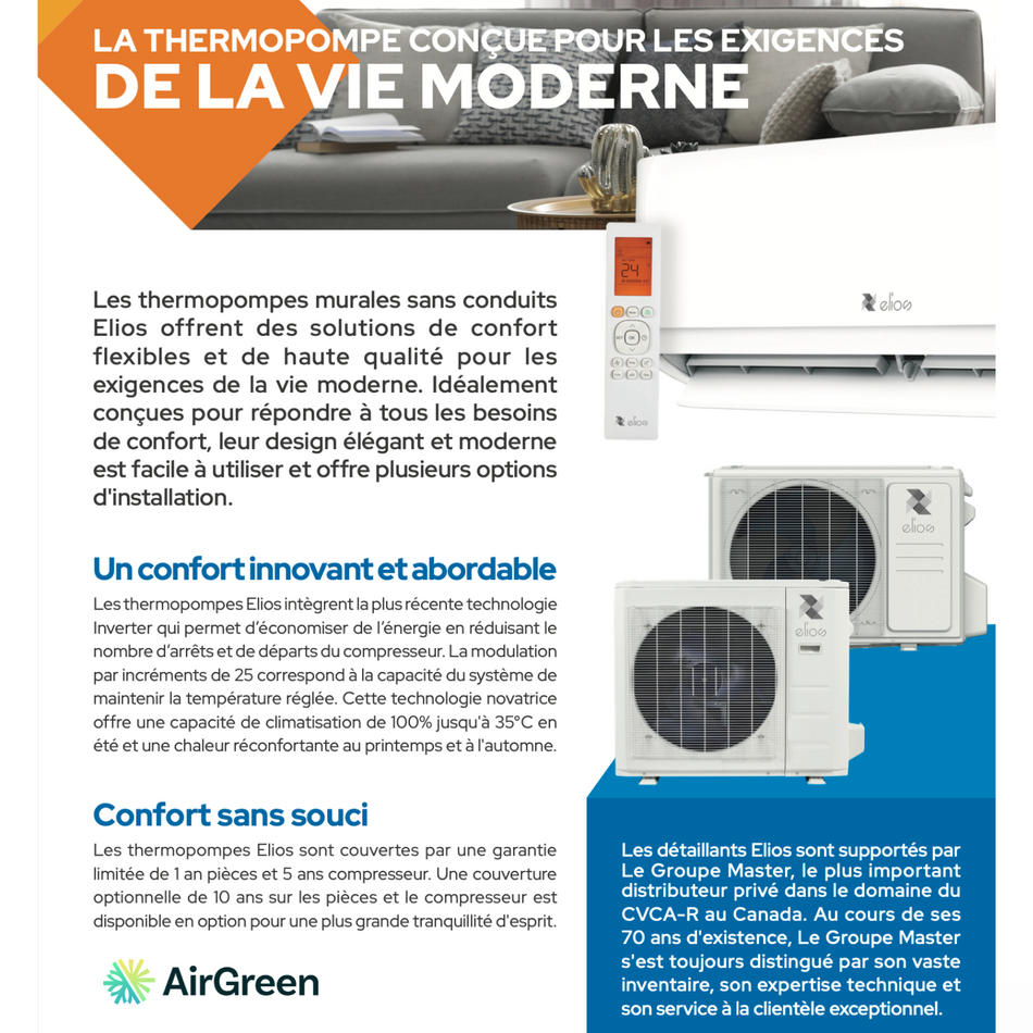 ELIOS e21 Wall-Mounted Heat Pump | 9,000 BTU 115V | Montreal, Laval, Longueuil, South Shore & North Shore