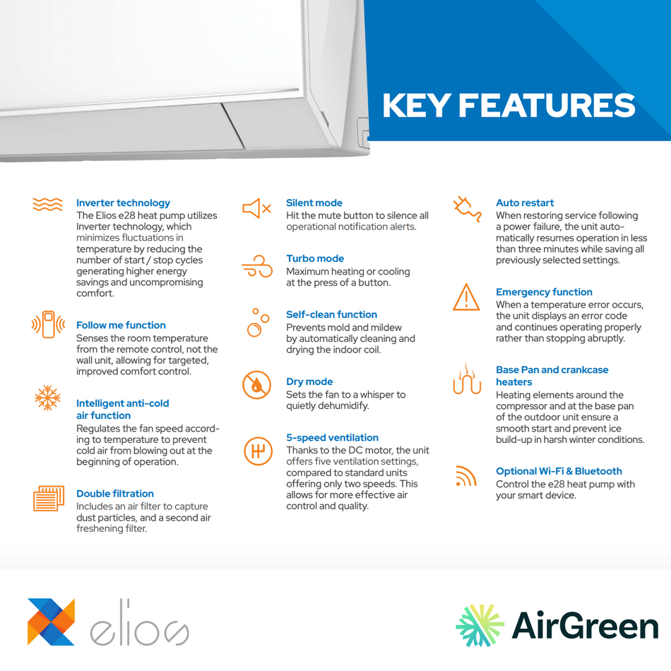 ELIOS e28 Wall-Mounted Heat Pump | 12,000 BTU | Montreal, Laval, Longueuil, South Shore & North Shore