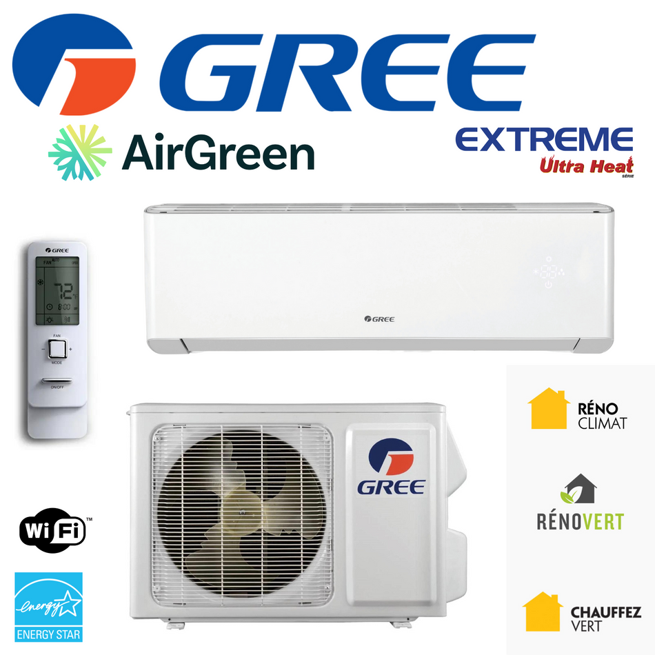 Wall Mounted Heat Pump GREE EXTREME of 18 000 BTU Montreal (-30°C) 