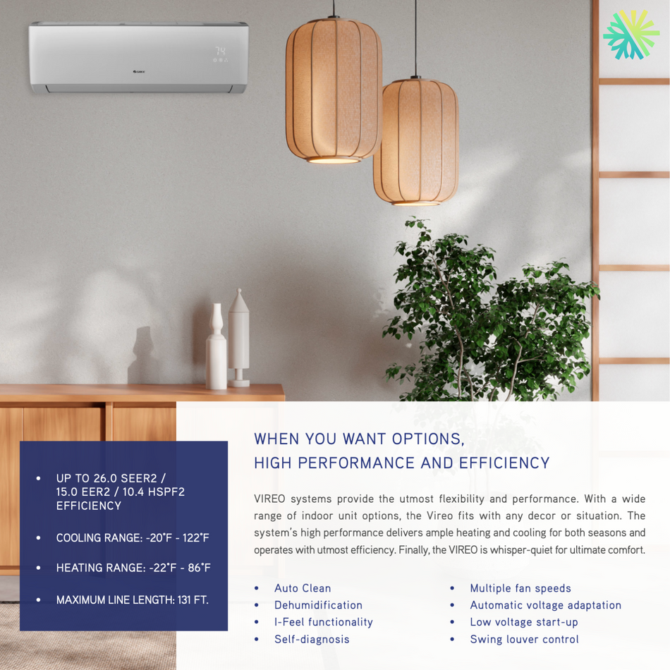 Gree VIREO R32 Wall Mounted Heat Pump | 9,000 BTU | Montreal, Laval, Longueuil, South Shore & North Shore