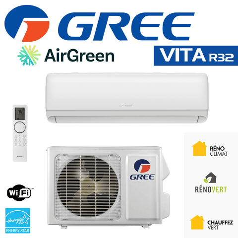Thermopompe Murale Gree Vita R32 | 9 000 BTU 220V | Montréal, Laval, Longueuil, Rive Sud & Rive Nord